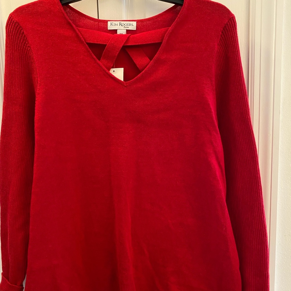 Kim Rogers Long Sleeve Red Sweater, Size L, NWT